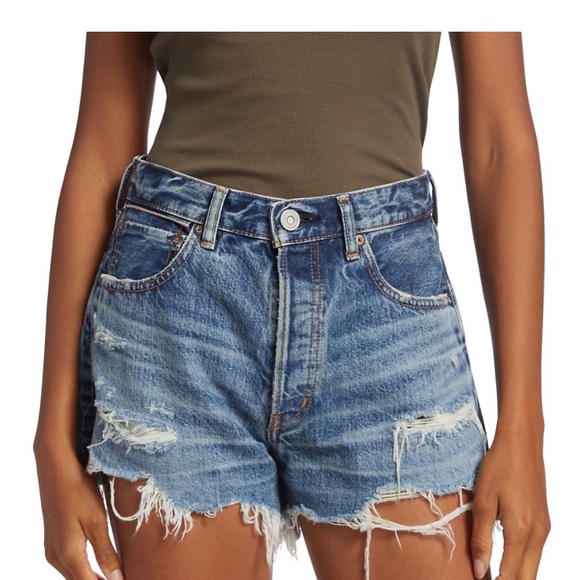 NWT MOUSSY VINTAGE Packard Distressed Denim Shorts intermix shopbop $245 - Picture 1 of 10